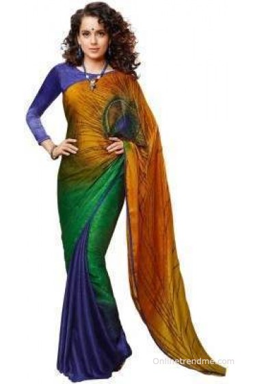 Click Sarees Printed Bollywood Crepe, Jacquard Sari Click Sarees Printed Bollywood Crepe, Jacquard Sari
